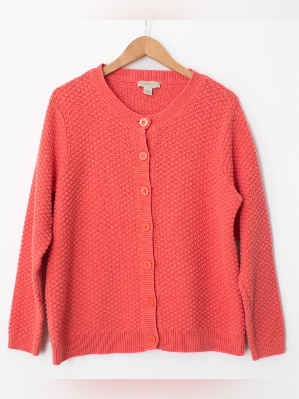Appleseed’s | Vintage 00’s Grandmacore Coral Textured Knit Cardigan | Size L